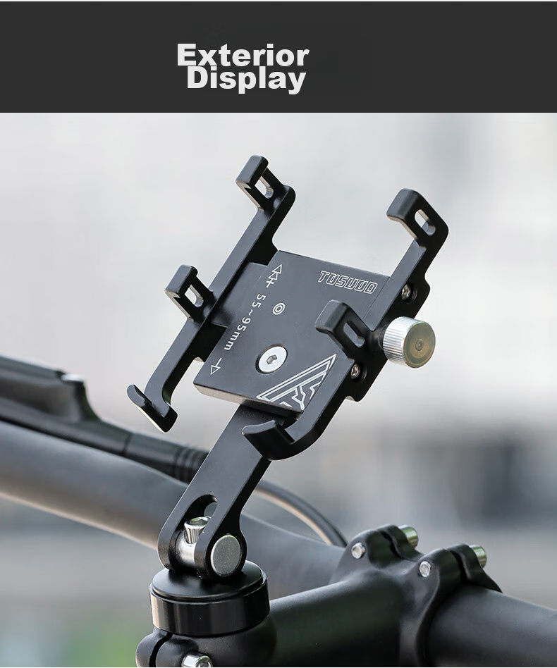 Tasiduizhang Bicycle Aluminum Alloy Phone Mount Navigation Bracket for Video Recording, Mountain And Road Bike, Black - Enlarged And Widened 12