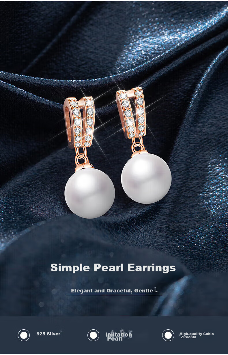 Zhoubaifu [1000+ Stores] Shijia Pearl Stud Earrings for Women, Elegant Earrings, Birthday Gift for Girlfriend Or Wife 1