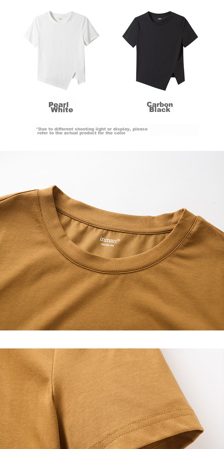 INMAN INMAN [Runway Style] Suolona Round Neck Solid Color T-Shirt for Women, Summer 2026 Irregular Top, Crescent White, Size S 15