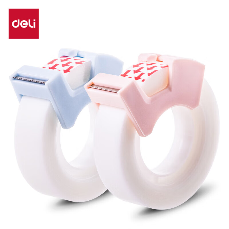 Deli Strong Invisible Tape Cutter Set, 12mm*20y Small Tape, Back-To Essential Supplies, Error Correction Student Stationery, White Transparent 1 Roll, 30113