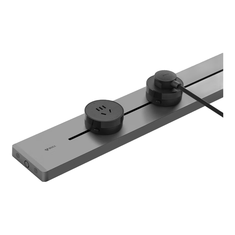 BULL Track Socket, Movable Power Strip, Track Rail Power Strip for Sideboard, Switch Socket Panel, Yuexiang Model GB32, 50 Cm + 3 Five-Hole Starry Sky Gray