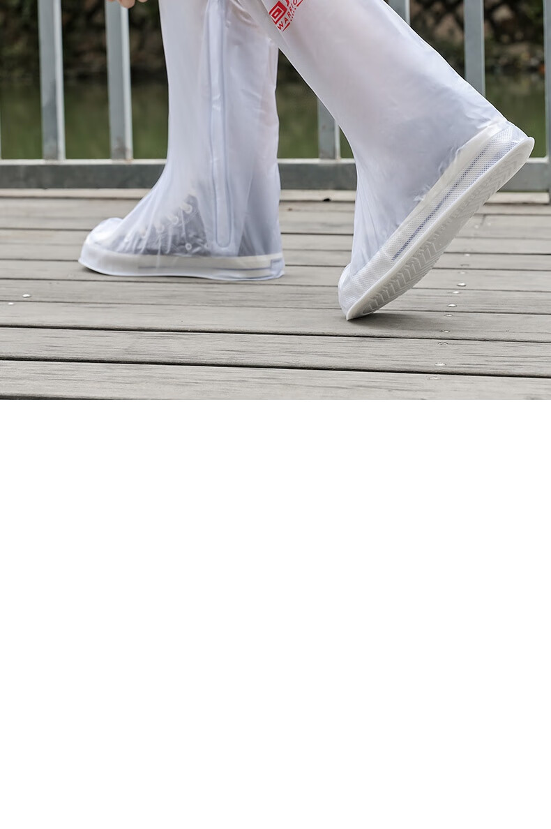 Huili Rain Boots for Men, Women And Children, Thick Waterproof Wear-Resistant Non-Slip Shoe Covers HL209 White/blue L Size 12