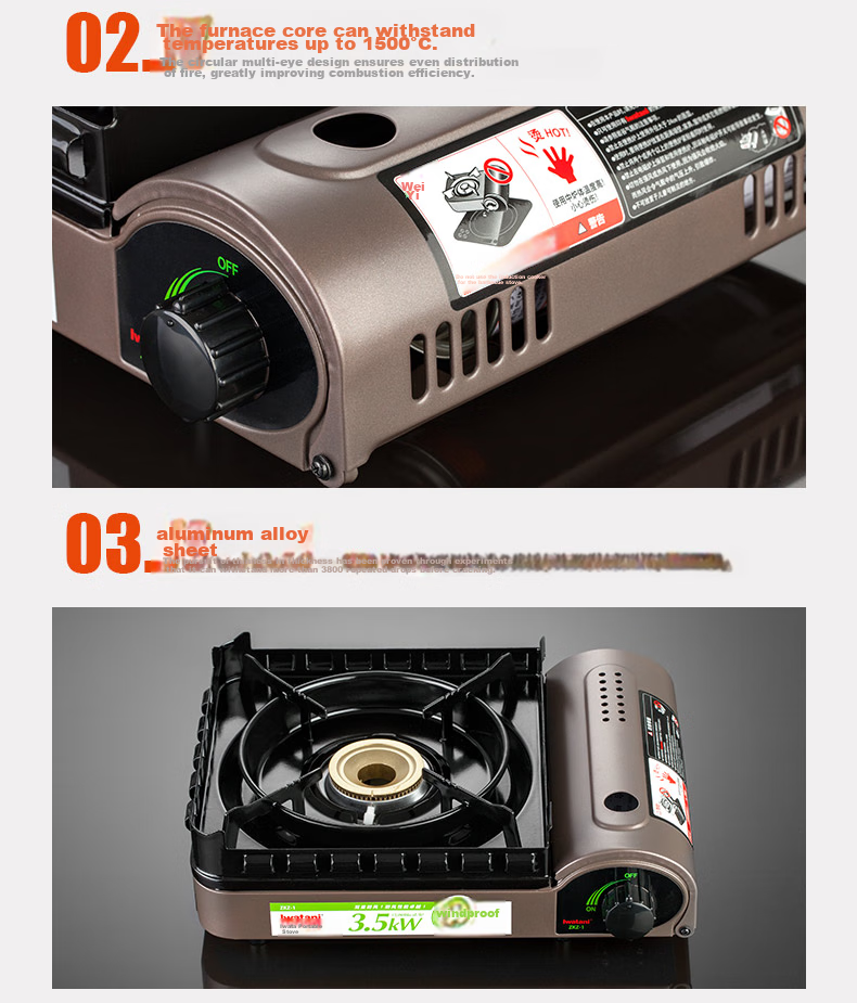 Iwatani Portable Cassette Stove, Outdoor Windproof Camping Gas Stove, Hot Pot Cooker, ZKZ-2F + Double-Sided Hot Pot Set 12