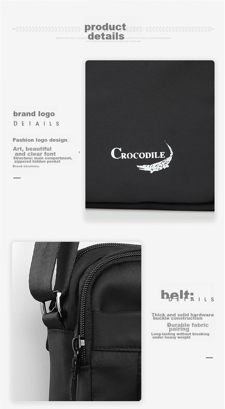CROCODILE Fashion Versatile Fabric Bag, Men's Large Capacity Shoulder Bag, Lightweight Horizontal Crossbody Bag XB1978, Gift for Boyfriend 17