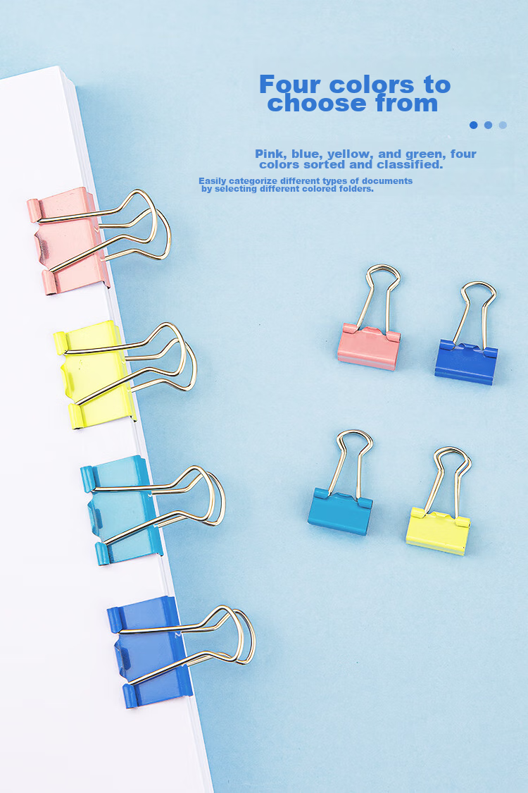 COMIX [Super Popular] 24 Pieces 41mm Binder Clips, 2# Large Size Paper Clips, Colorful Metal Document File Clips Stationery Office Supplies, 24 Pieces/tube EB405 3
