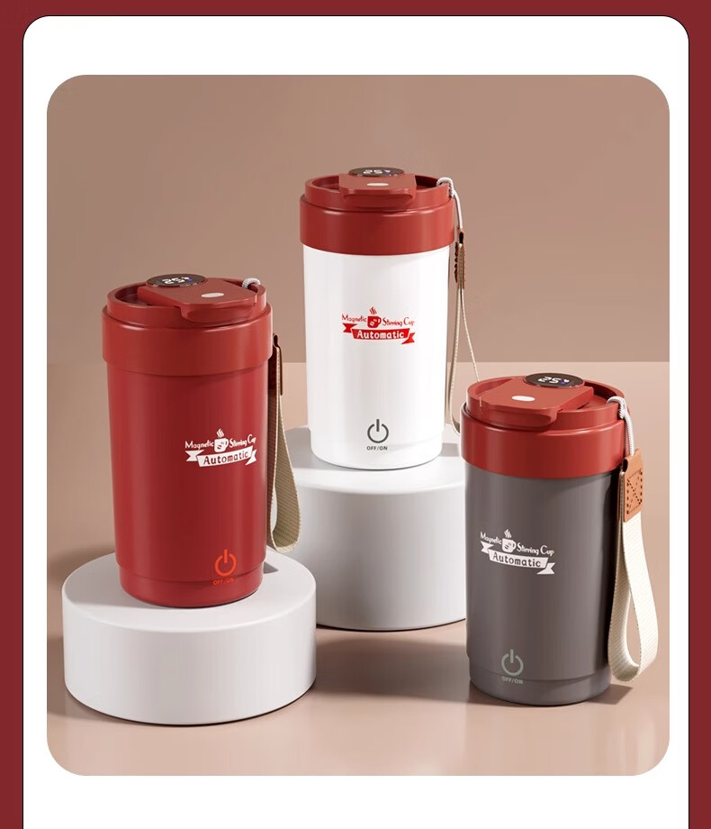Fanji Electric Stirring Cup, Coffee Cup, Temperature Display, 316 Stainless Steel, Fully Automatic, Rechargeable, Magnetic Soy Milk Powder Shaker Cup, White 31