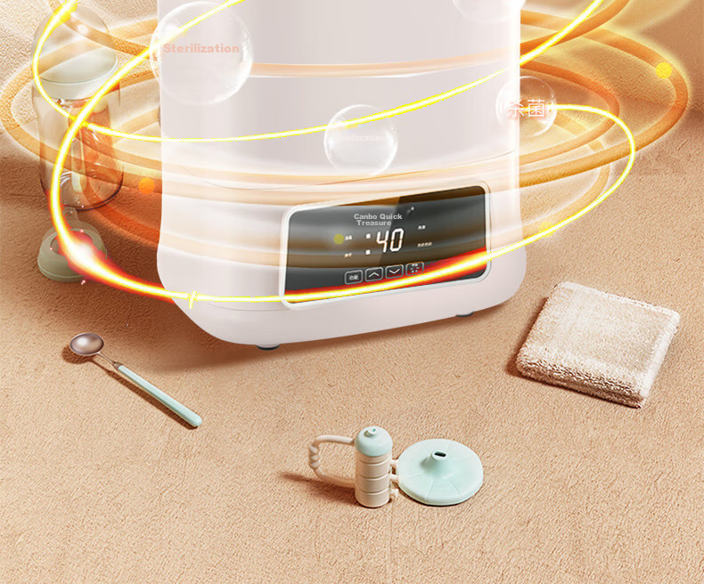 Canbo Baby Bottle Sterilizer Cabinet All-Glass Thermostatic Kettle Sterilizer Milk Frother Warmer 2-in-1 or 3-in-1 Feeding Station 8
