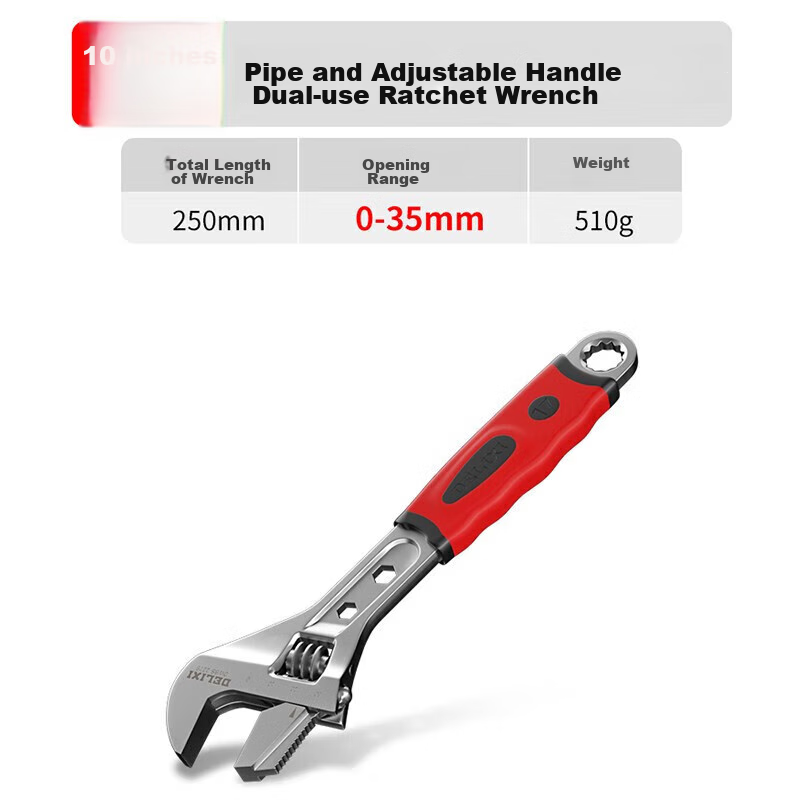 DELIXI Adjustable Wrench Tool Set, Versatile Multi-Functional Wide-Mouth Spanner Kit