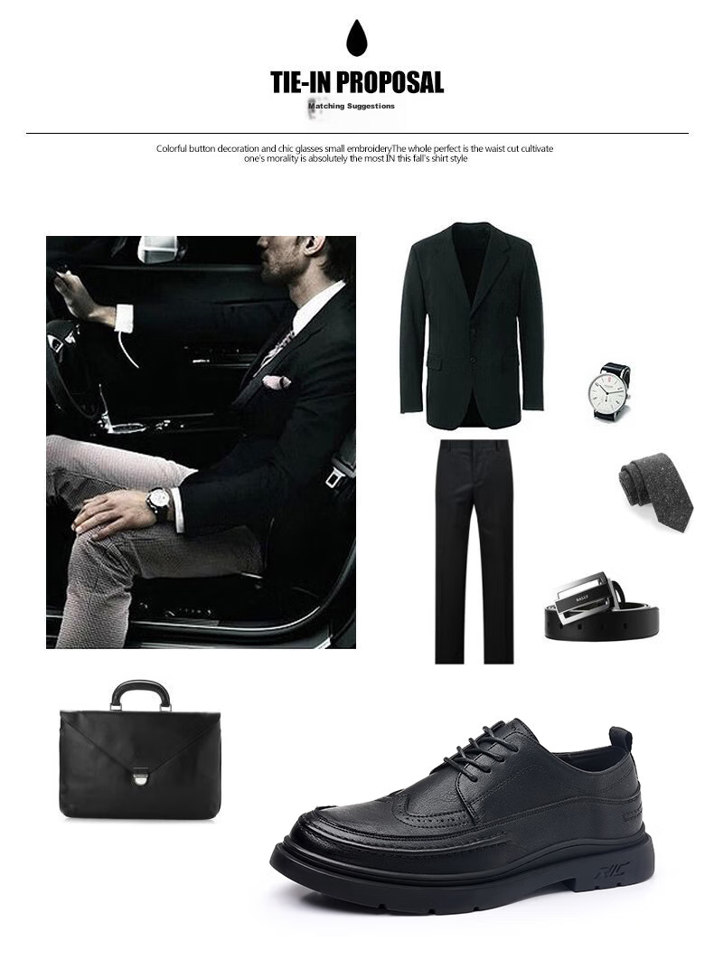 MULINSEN Men's Shoes, Business Casual Leather Shoes, British Brogue Versatile Soft-Soled Work Trendy Shoes, 7263 7