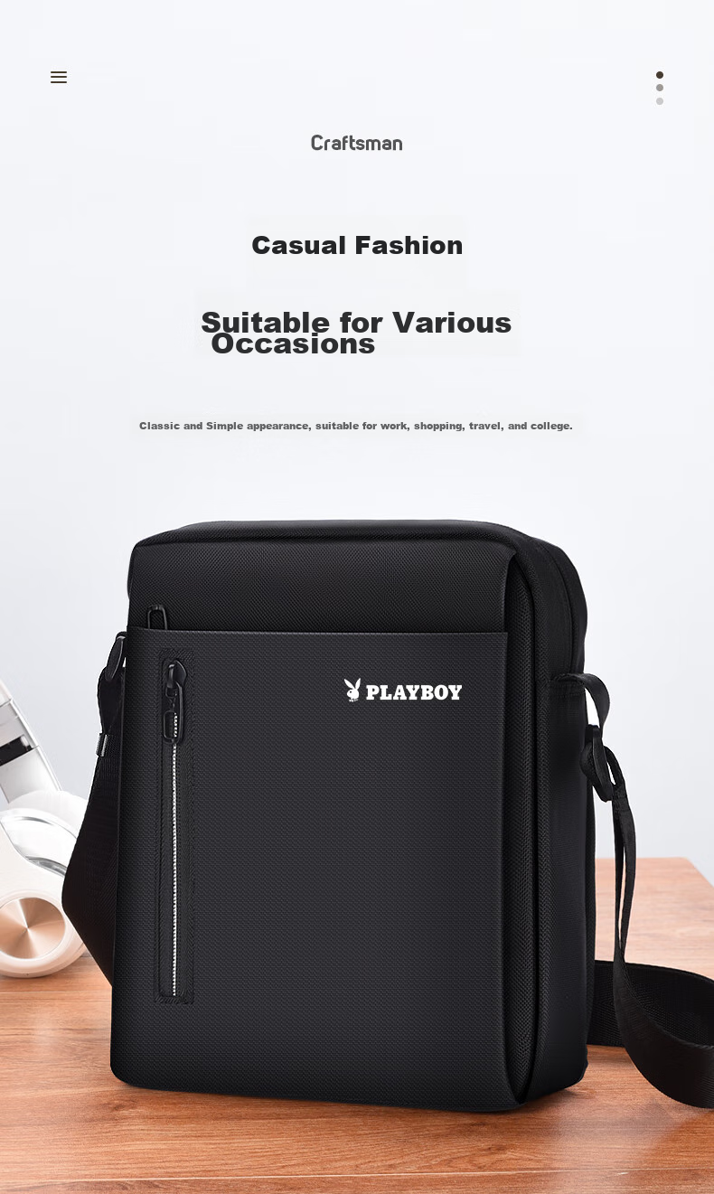 PLAYBOY Shoulder Bag for Men, Crossbody Bag, Casual Small Backpack, Men's Handbag, Large Capacity Portable Bag for Outdoor Activities And Phone Storage, with Printed Patter 8
