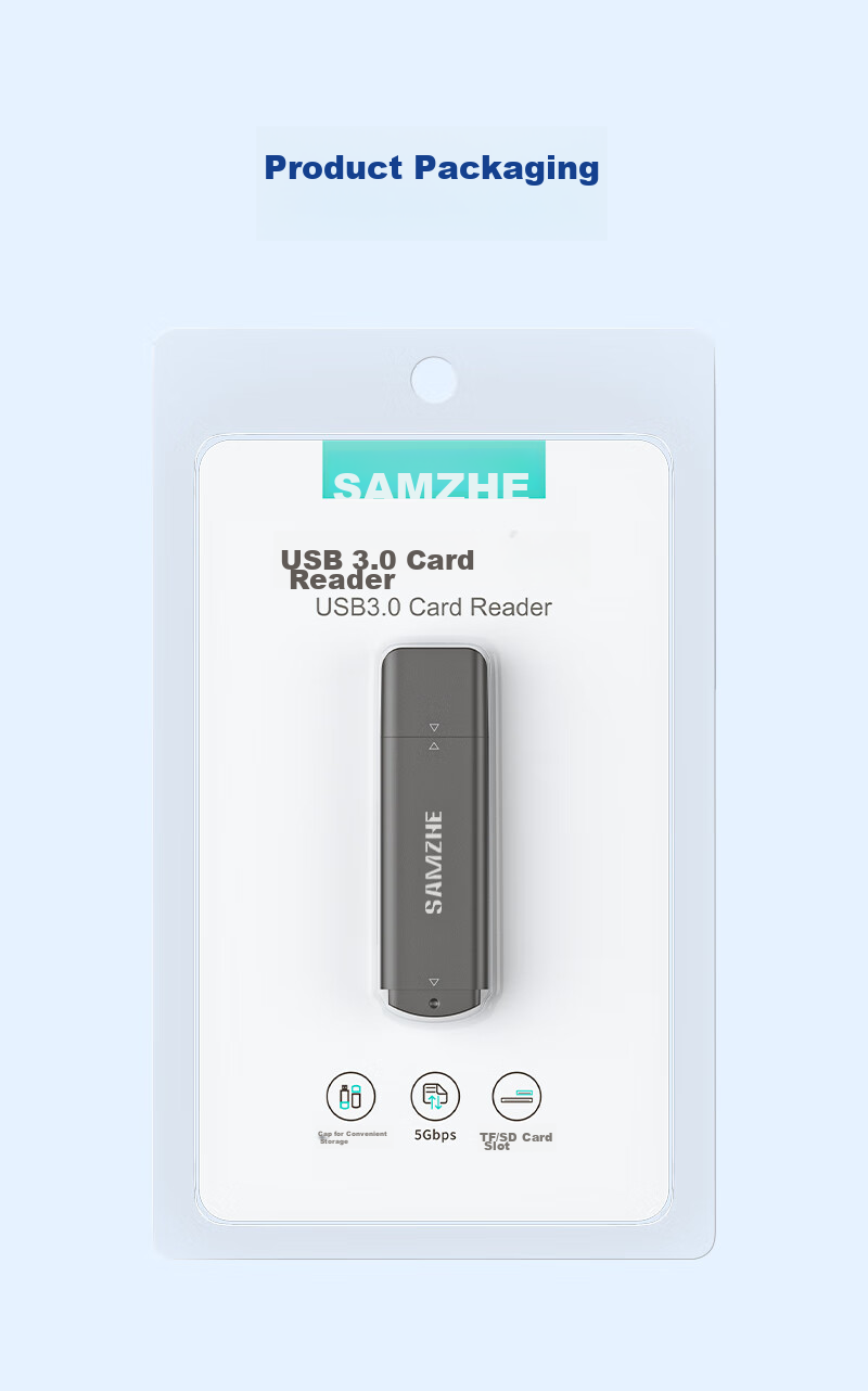 SAMZHE USB3.0 High-Speed Card Reader, Multifunctional SD/TF Card Reader All-In, Supports Smartphones, DSLR Cameras, Dash Cams, Surveillance Memory Cards CRA01B 16