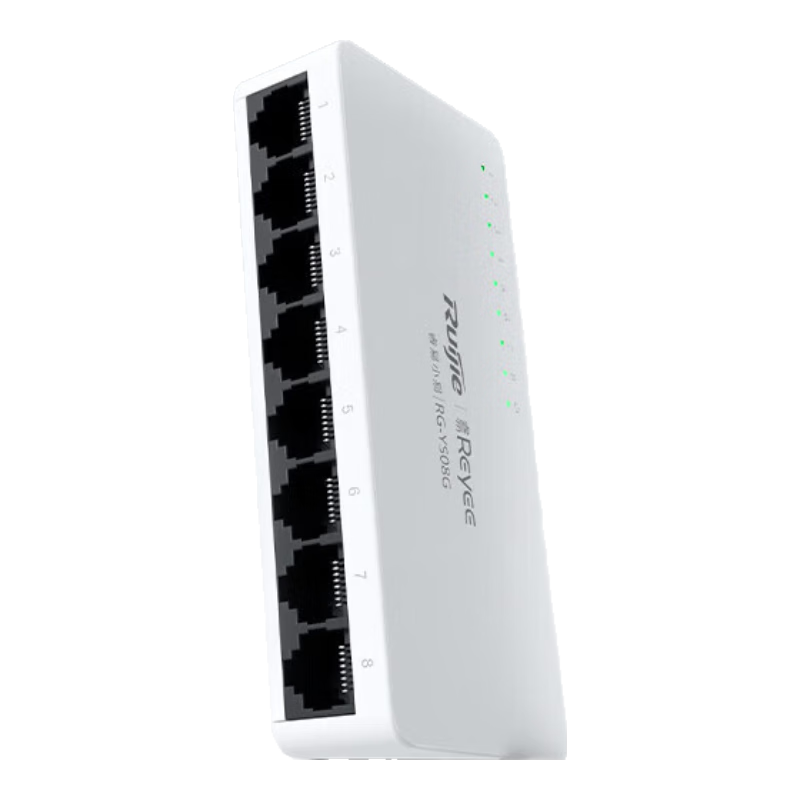 Ruijie RG-YS08G, 8-Port Gigabit Unmanaged Lightning-Proof Switch, Stable Network Transmission Data, Plug And Play, for Home, Business, Dormitory Monitoring Splitter
