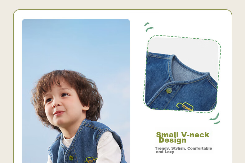 Ciciibear Boys' Denim Vest, Children's Spring And Autumn Outerwear, 2024 New Style Vest, Baby Waistcoat, Denim Vest, Trendy 6