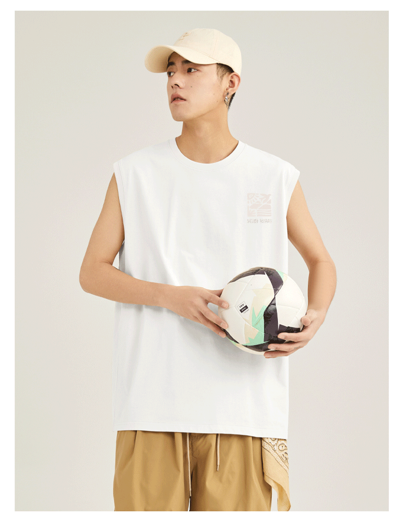 Baleno Men's Cotton Vest Summer Breathable Basic Sports Fitness Sweat-Absorbing Basketball Loose Casual Tank Top 14