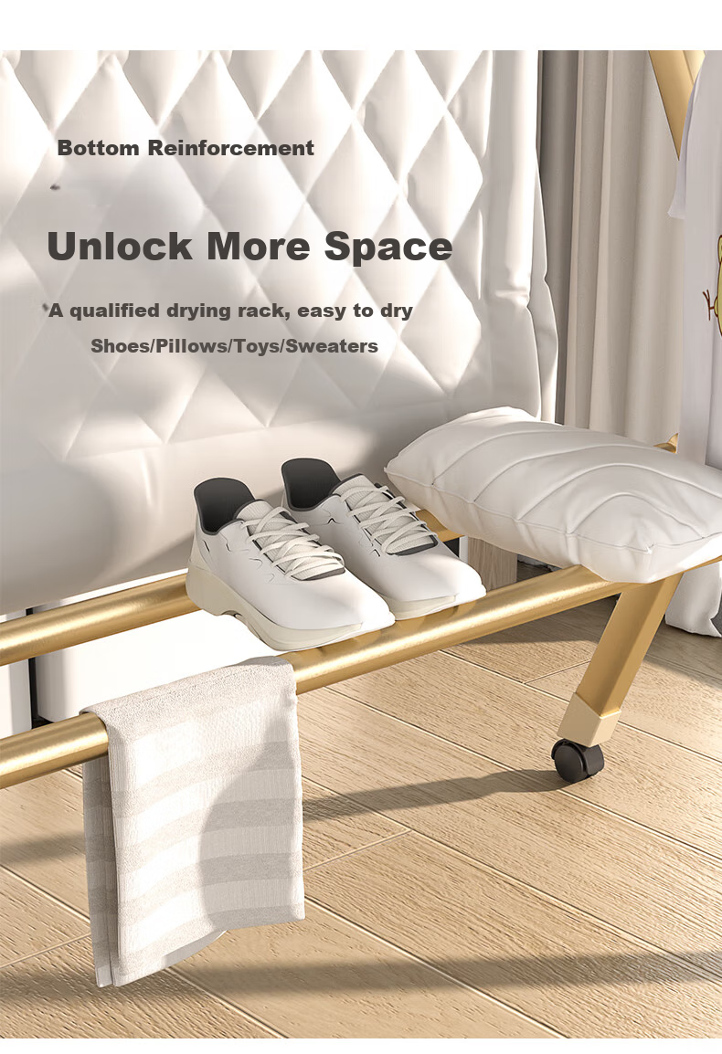 HKG Folding Aluminum Alloy Clothes Drying Rack, Extendable Indoor Balcony Household Clothes And Quilt Drying Stand, Clothes Hanger 7