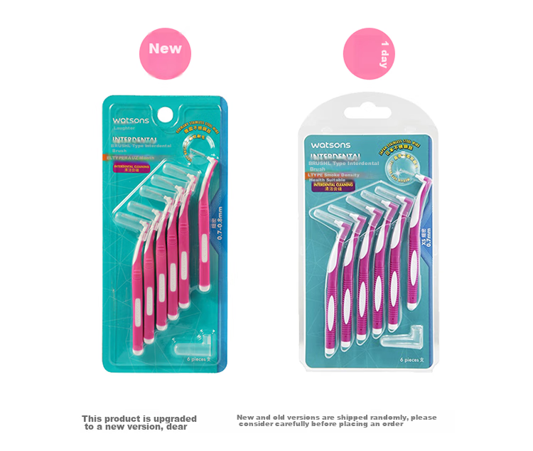 Watsons L-Shaped Interdental Brush, 6 Pieces, Back Row Interdental Brush, Tooth Gap Brush, Teeth Cleaning, Tooth Tip Freshener, Old Packaging Randomly Shipped 1