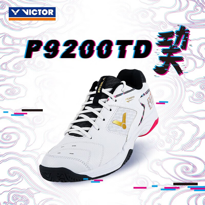 VICTOR Badminton Shoes, Dragon Breathable Shock-Absorbing Wrap Sports Shoes for Men And Women, P9200TD, Bright White/deep Blue, Size 43