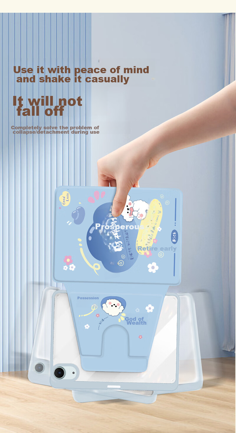Shihan IPad Air 11-Inch Case Compatible with 2025/24 Air7/6/5/4 Models, M3/M2 Chip, with Pencil Holder, Rotating Landscape And Portrait Support, Cartoon Painting Design, Shockproof And Bend-Resistant 7