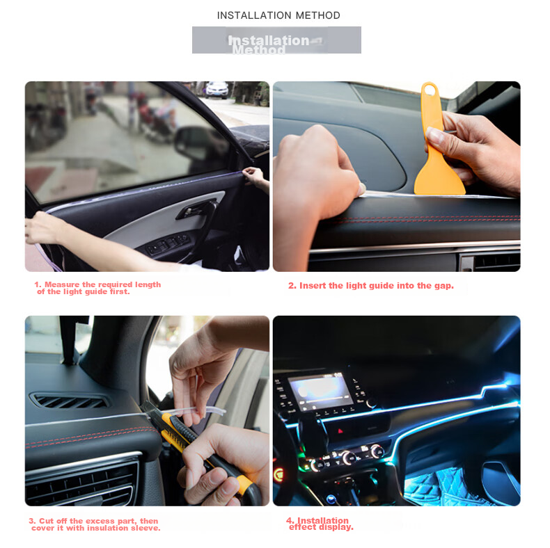 Siwangongli Car Interior LED Light Strip, USB Atmosphere Cold Light Line, Car Modification, No Wiring Required, SWY6527 5