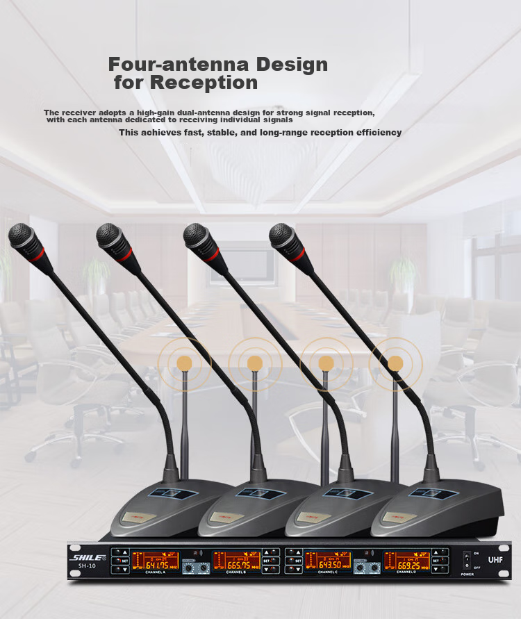 SHILE SH-10 Professional One-To U-Segment Anti-Howling Wireless Handheld Microphone for KTV Entertainment, Singing, Meetings, Hosting, And Lecturing, with 4 Handheld Mics Included 8
