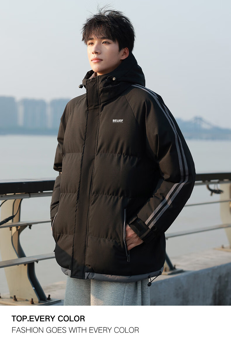Huili Cotton Jacket Winter Men's Thickened Padded Coat, New Year Battle Robe, Hooded Puffer Jacket, Warm Cotton Clothing 23