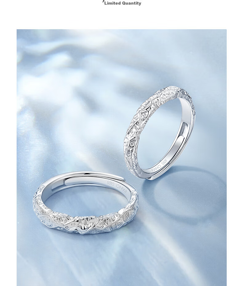 Fanci Lava Love Matching Rings, Silver Couple Rings, Birthday Confession Anniversary Gift for Boyfriend Girlfriend 4