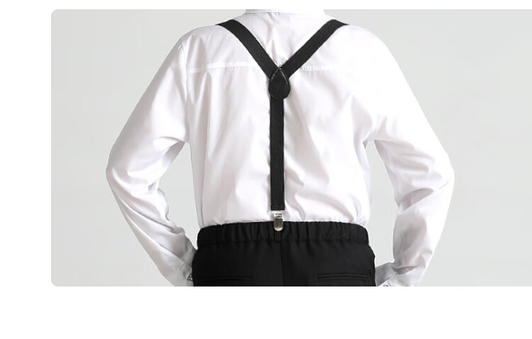 LUOBOBEIBEI Plus-Size Boys' Formal Wear, New Year's Outfit for Older Children, Enlarged Shirt And Suspender Pants, Black Four-Piece Set, Size 150 16