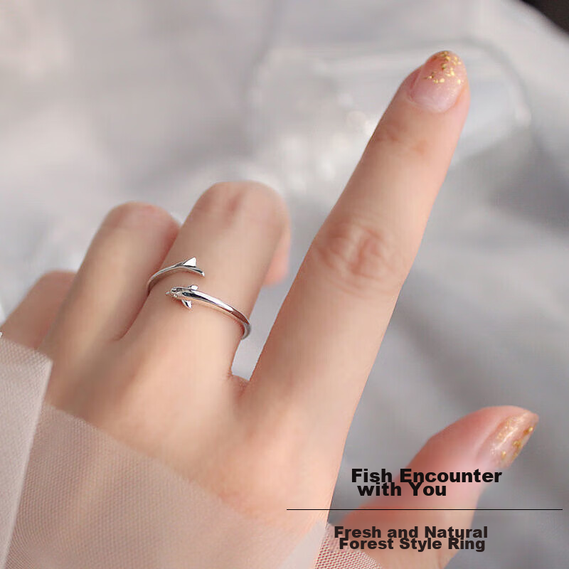 Dijing 925 Silver Ring for Women, Adjustable Size, Korean Style Fashion Jewelry, Single Tail Ring, Finger Ring for Girls, Simple Desig