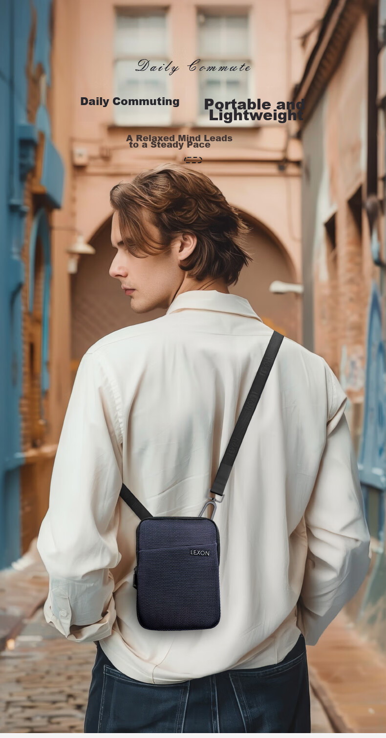 LEXON Casual Crossbody Bag for Men, Shoulder Phone Bag, Business Sports Lightweight Commuter Versatile Cowhide Small Backpack Gift 7