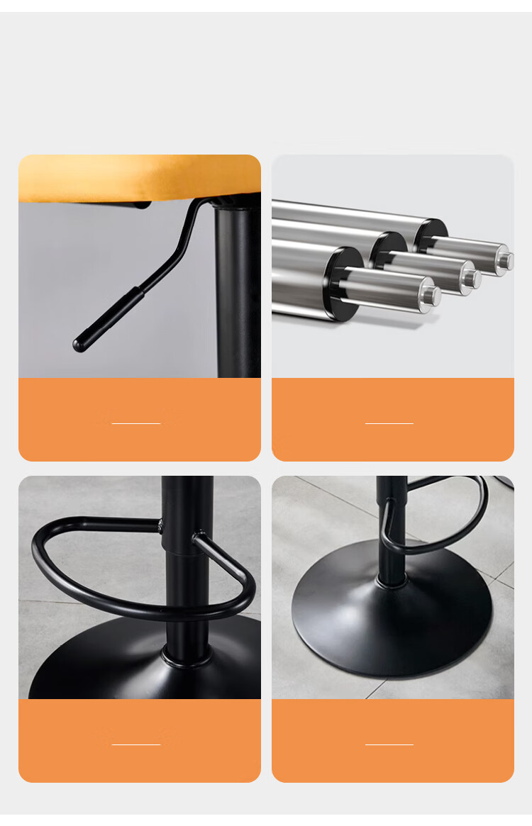 Huakaizhixing Bar Stool, High Chair, Adjustable Height Pub Chair with Backrest, Home Chair BY652 Orange 16