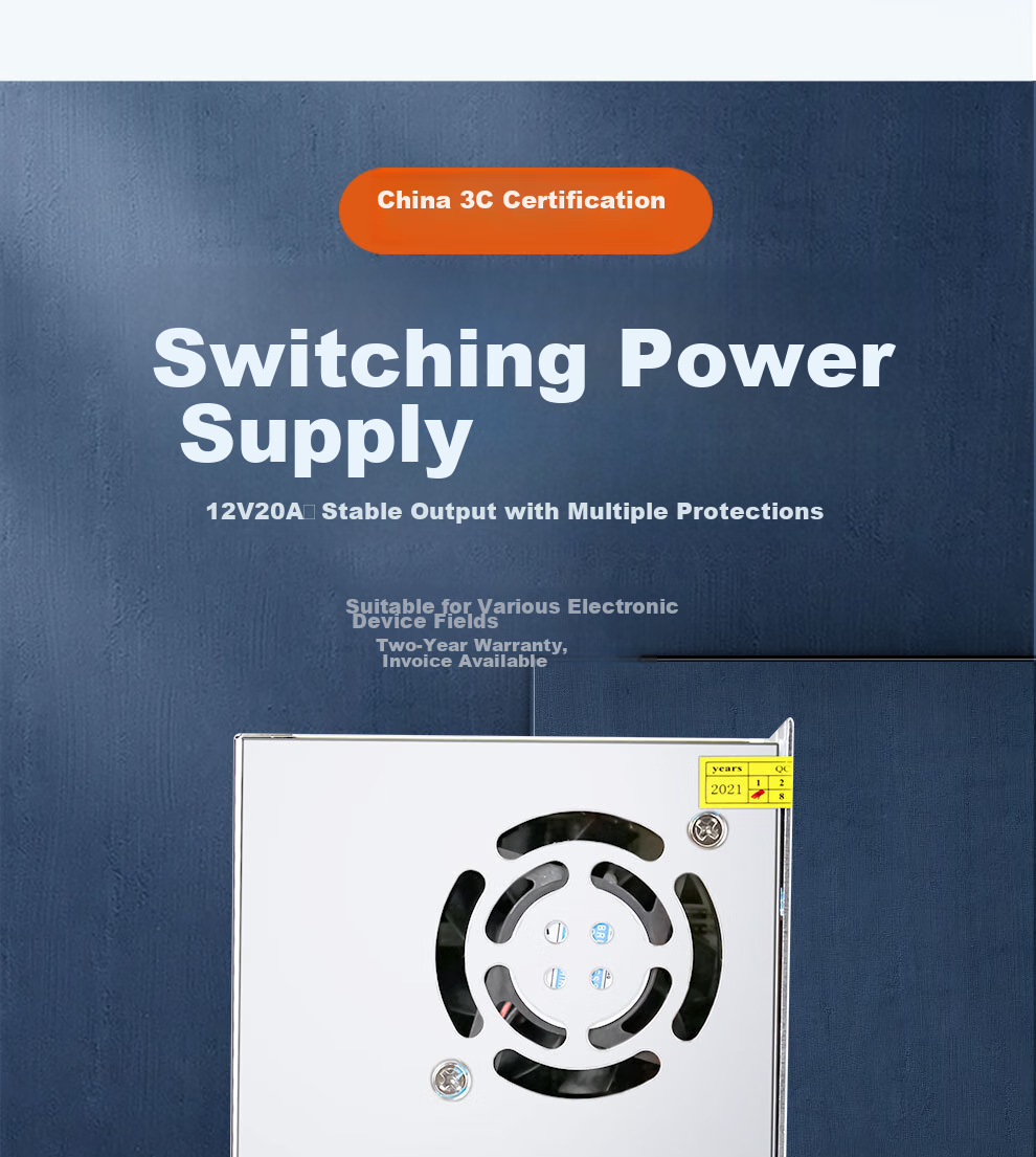 COMPCCTV Surveillance Centralized Power Supply 12V20A, 12V Camera Power Adapter Voltage Regulator 2