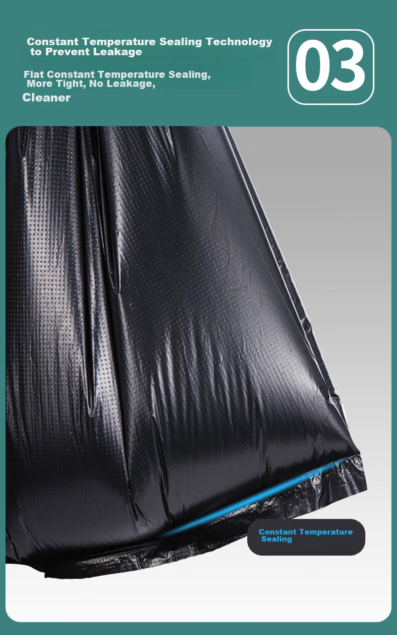 Mandelai Thickened Garbage Bags, Flat Top, 60*80cm, Double-Sided 3 Mil Thickness, 50 Count, Medium to Large Size Plastic Bags for Trash Can, Black 6