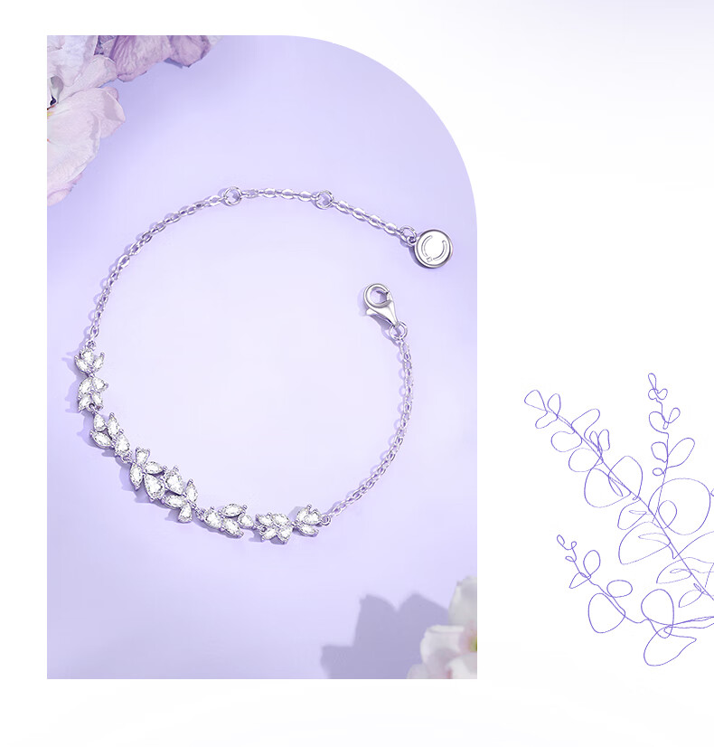 Fanci Wisteria Smile Bracelet, Silver Jewelry for Women, Gift for Girlfriend Or Best Friend, Birthday Present for Wife 2