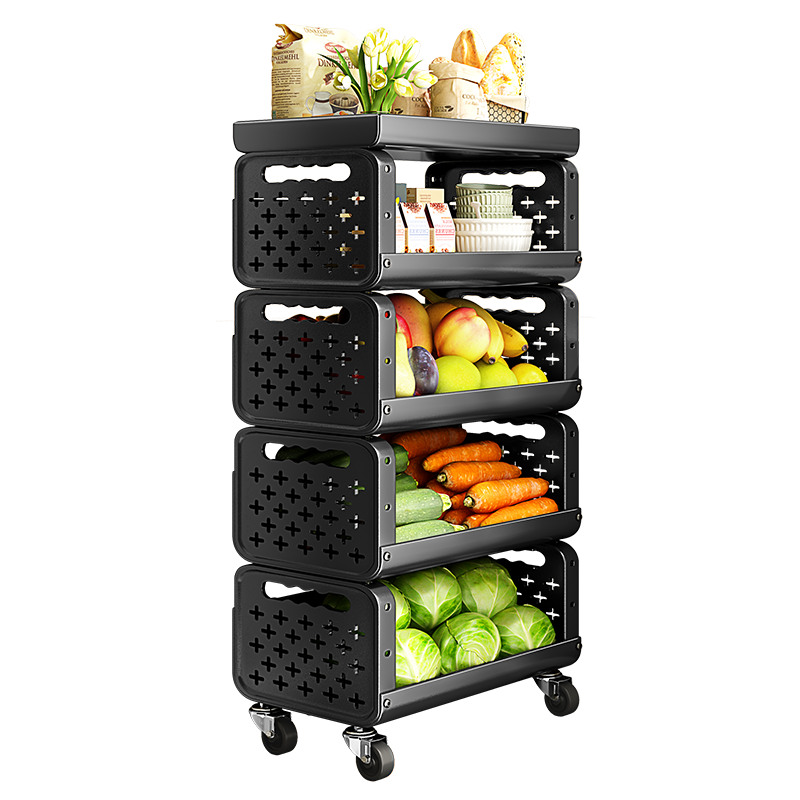 Shuaishi Kitchen Storage Rack, Fruit And Vegetable Organizer, Vegetable Shelf, Snack Trolley, Floor-Standing Basket