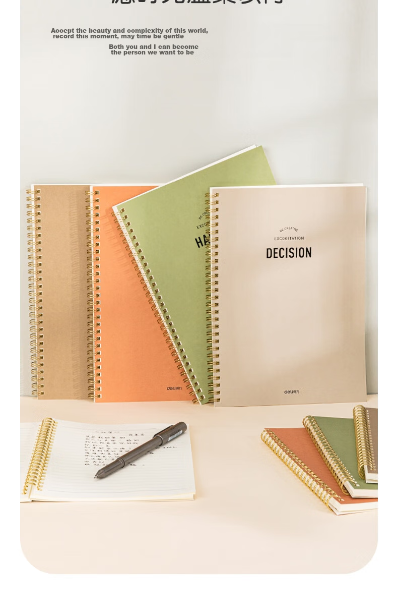Deli 4-Pack/B5/240 Sheets Total Simple Retro Series Notebooks, Spiral-Bound Notebooks, Journal, Error Correction Book, Student Exam Preparation LB560 15