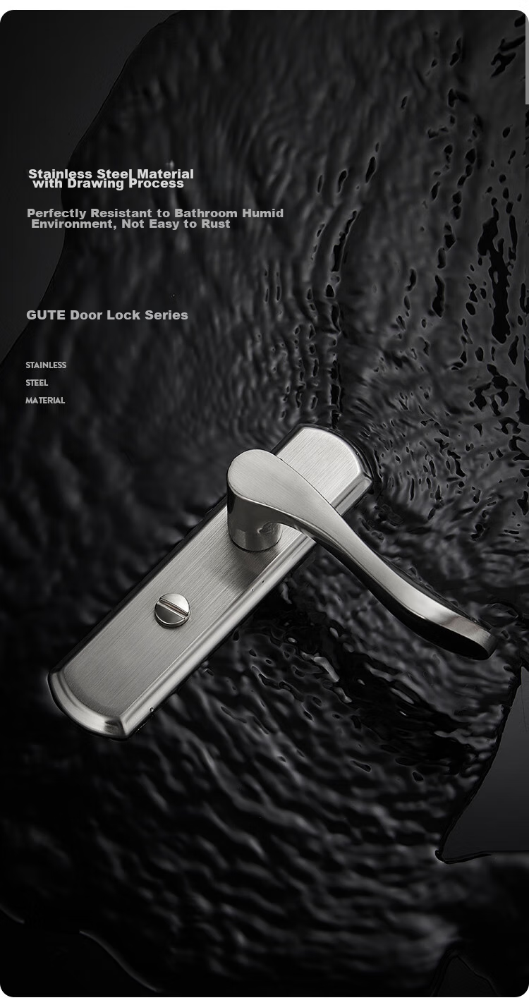 GUTE Bathroom Door Lock, Interior Bedroom Door Lock, Keyless Toilet Bathroom Washroom Door Lock, Brushed Finish, Universal Model 3