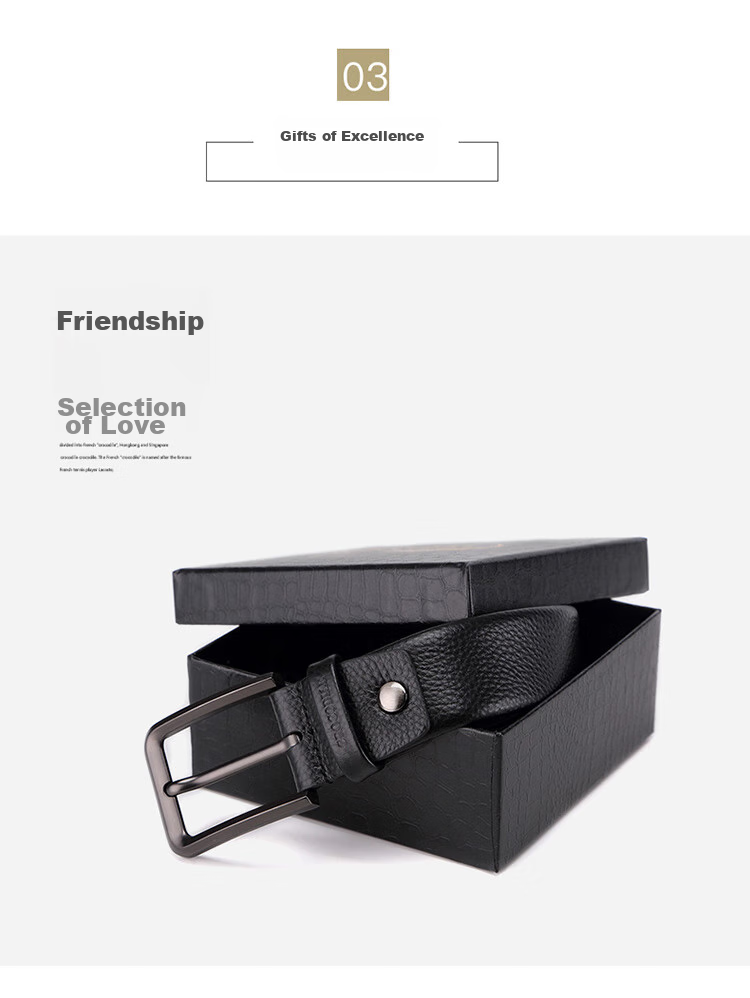 CROCODILE Men's Belt, Top-Grain Leather, Youth Fashion Soft Pin Buckle Belt, Casual Waistband 11468, Gift for Boyfriend 5