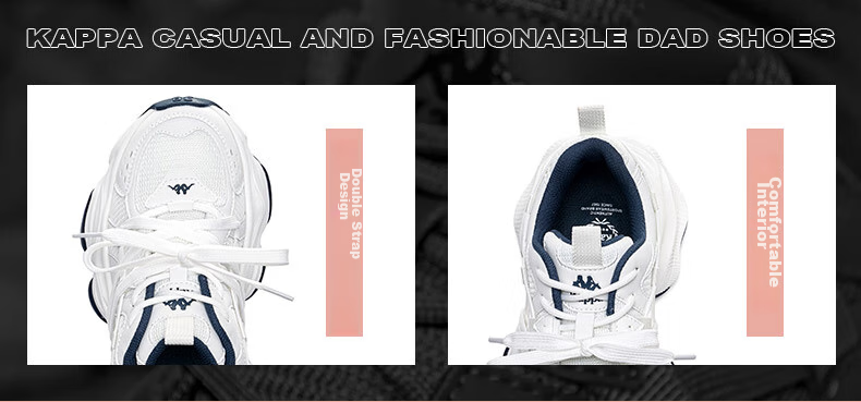 Kappa Women's Sneakers, Breathable Dad Shoes, New Autumn Casual Height-Increasing White Shoes for Women, Haichang Blue, Size 36 5