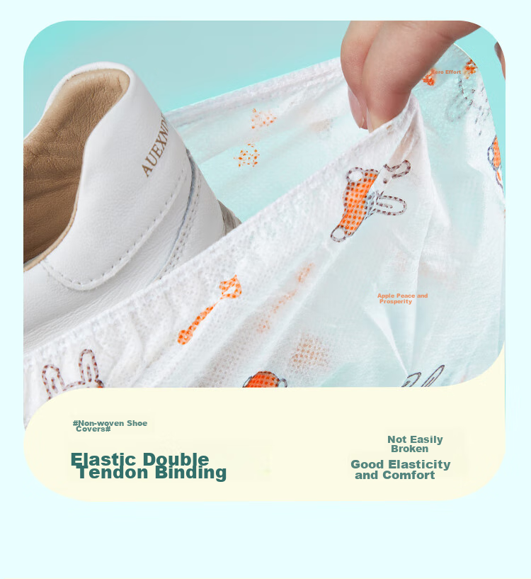 YOUAO Disposable Shoe Covers, 100-Pack, Thick Non-Woven Cartoon Shoe Covers, Wear-Resistant, Non-Slip, One Size Fits All 7