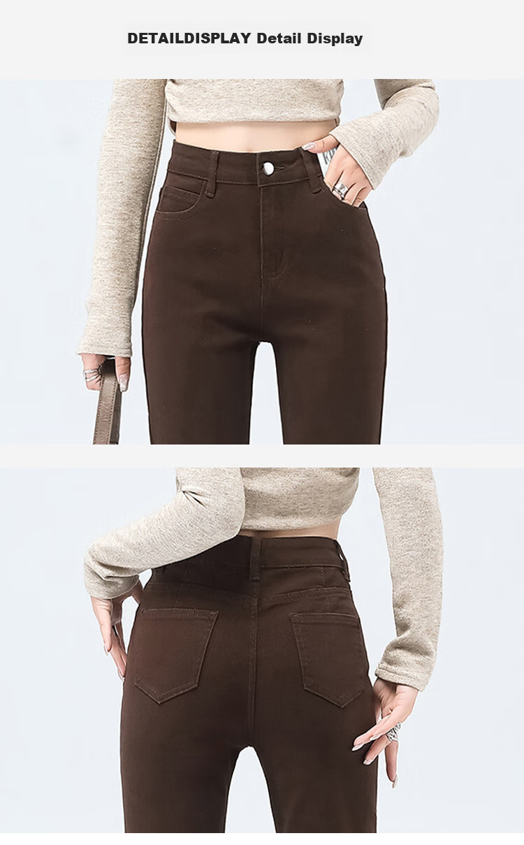 Yipintiancheng Spicy Girl High Street Micro Flare Jeans for Women, 2025 Autumn Fashion Versatile High-Waisted Slimming Floor-Length Flared Pants for Wome 12