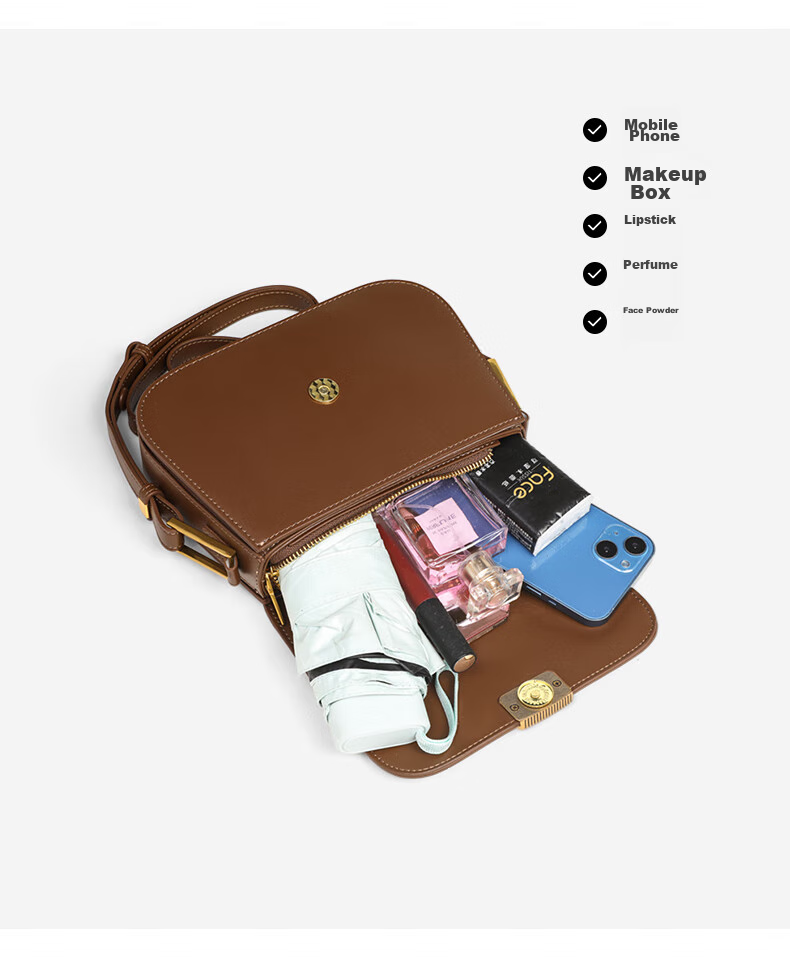 C.BANNER Leather Handbag, Women's Shoulder Crossbody Bag, Light Luxury Small Square Bag, Fashion Brand Birthday Gift for Girlfriend on May 20 7