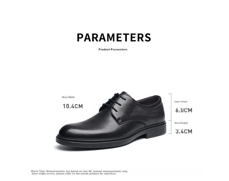 RED DRAGONFLY Top-Grain Leather Formal Business Dress Shoes, Soft Leather Office Derby Shoes, Men's Wedding Shoes WTA13124, Black, Size 42 5