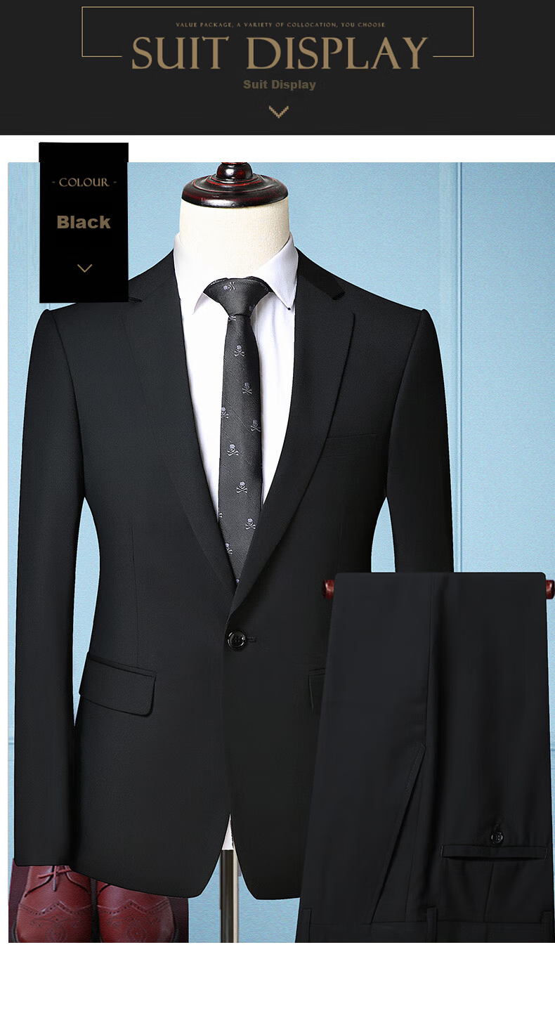 ROMON Men's Suit Set, All-Season Slim Fit Professional Formal Wear, Business Attire, Groom's Wedding Outfit, Menswear 10
