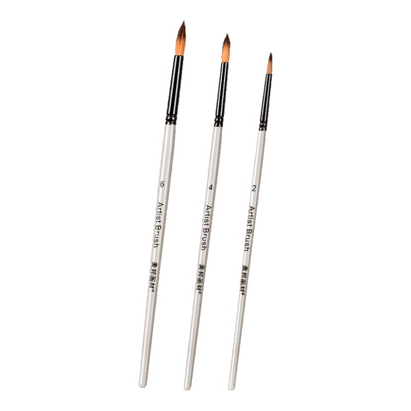 BGI-WAPM Nylon Brush Set of 3 Acrylic Gouache Watercolor Duck-Bill Oil Painting Brushes for Art Students, Line Drawing Outlining Hand-Drawn Painting Long Handle Color Brush Flat Tip Sketching Marker Drawing
