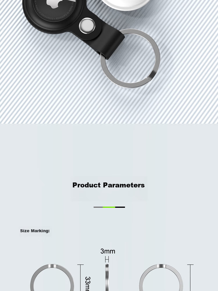 ESCASE Airtag2 Protective Case, Apple Anti-Loss Device Keychain, Silicone Ultra-Thin, Anti-Slip And Shockproof Hook Ring KPLE02 Black 19