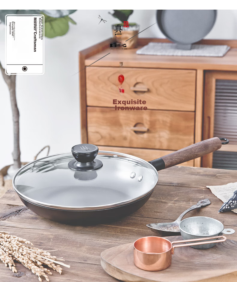 Dianjiang Cast Iron Skillet, 26cm, Non-Coated, Traditional Pan for Home Use, Breakfast Frying, And Steak Cooking 10