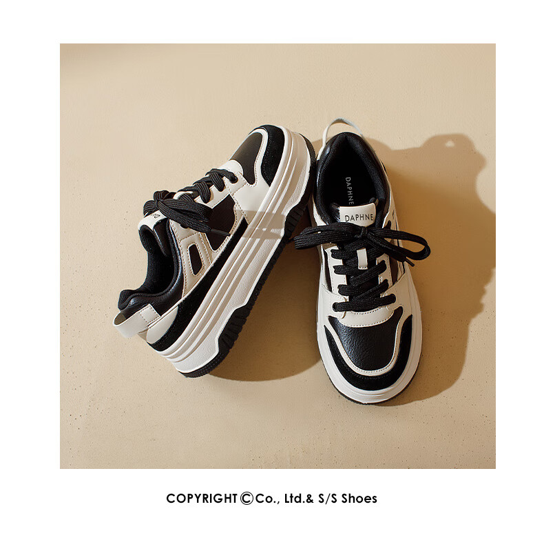 DAPHNE Versatile Thick-Soled Sneakers for Women, 2026 New Autumn Style, Black And White Retro Casual White Panda Shoes, Dexun Shoes for Wome 10