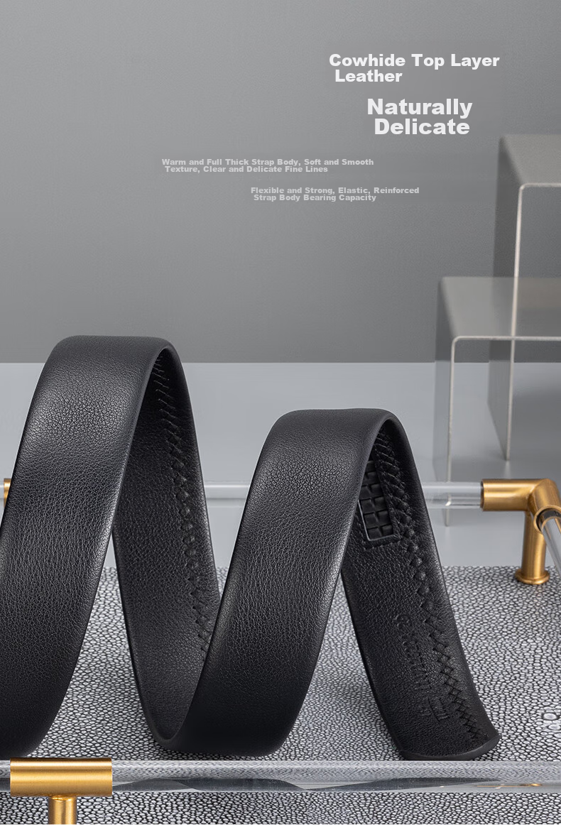 Aokang Men's Automatic Buckle Belt, Business Gift Box, Top-Grain Leather Waistband, Birthday Gift for Husband 7