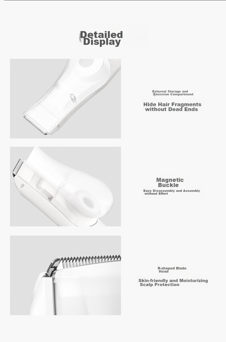 Rushan Xiaobai Pearl Baby Hair Clipper Ultra-Quiet Automatic Hair Suction Electric Trimmer for Infant Haircut 11