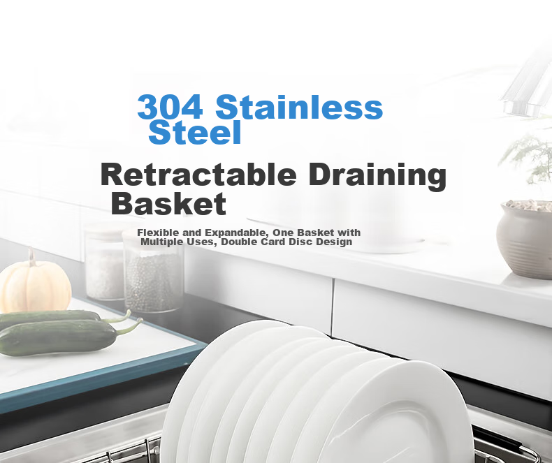 MAXCOOK Kitchen Sink Draining Rack Storage Shelf 304 Stainless Steel Expandable Draining Basket Dish Rack Organizer 1